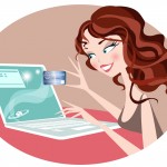 Online shopping girl illustration